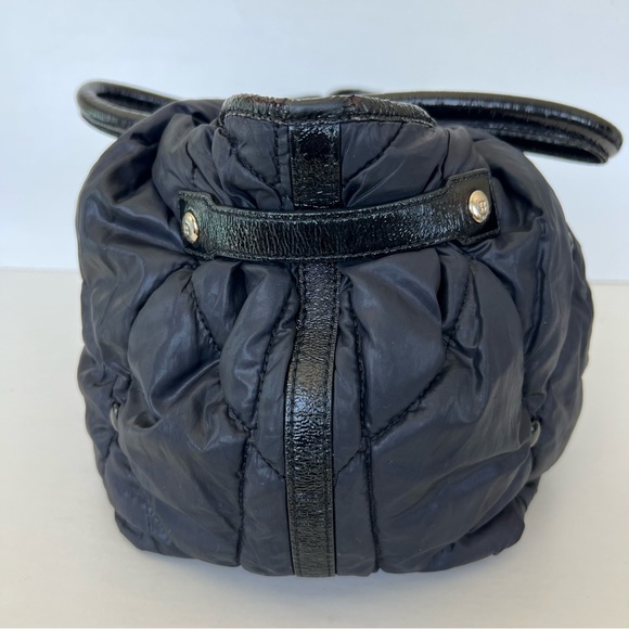 KATE SPADE Stevie Black Quilted Nylon Patent Leather Studded Shoulder Bag Tote - Picture 5 of 15